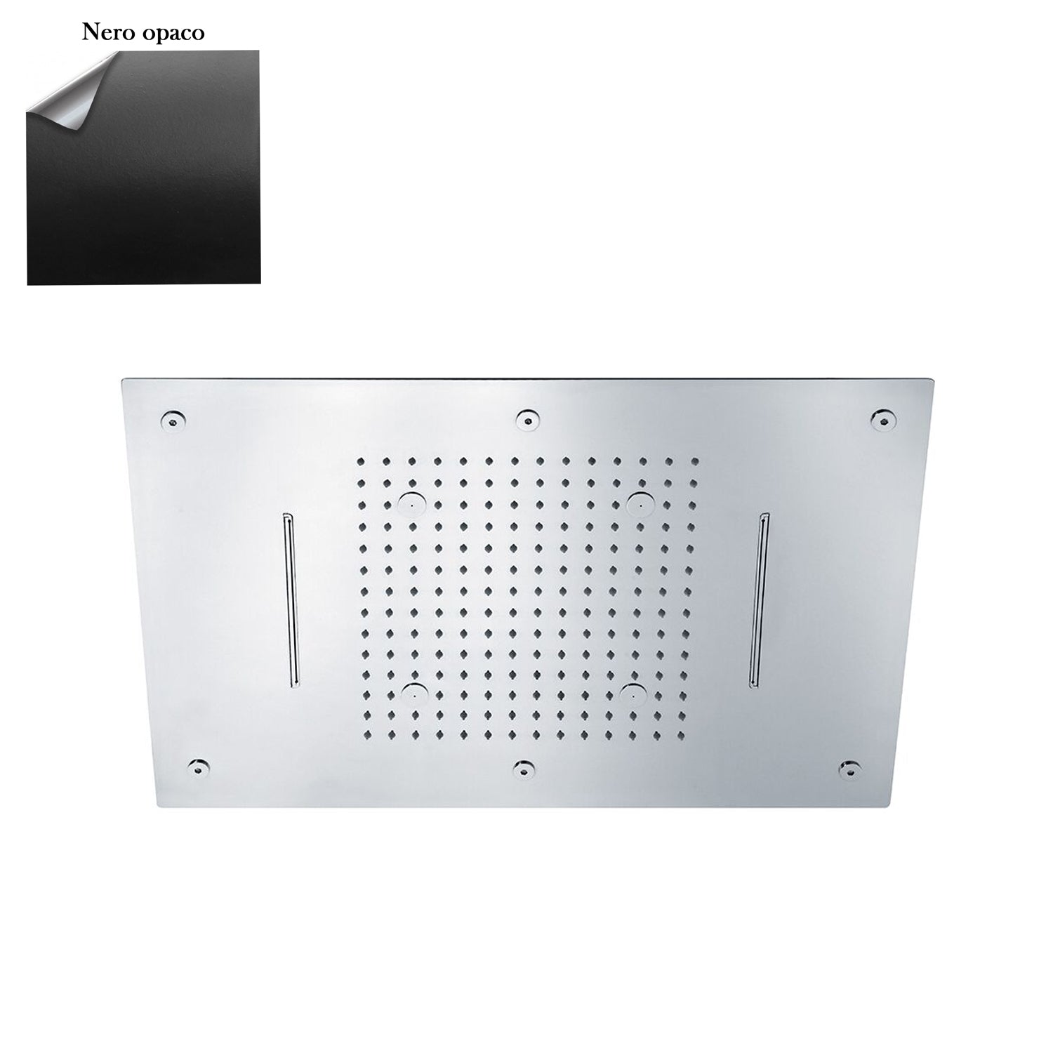 Soffione Sky 60x40cm in acciaio con anticalcare e 3 getti nero by CeramicStore | Lo specialista del tuo bagno