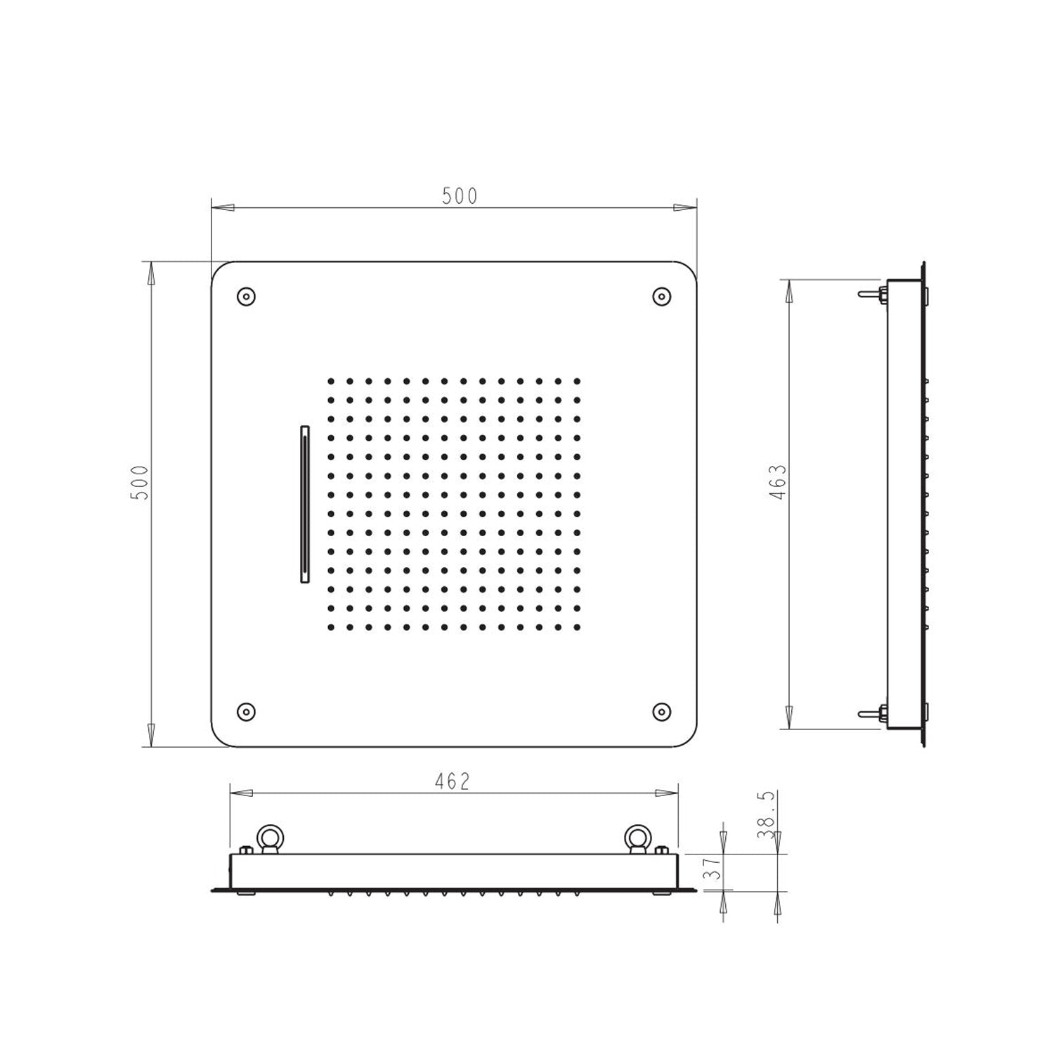  Soffione Cosmo 50cm in acciaio con anticalcare e 2 getti nero by CeramicStore | Lo specialista del tuo bagno