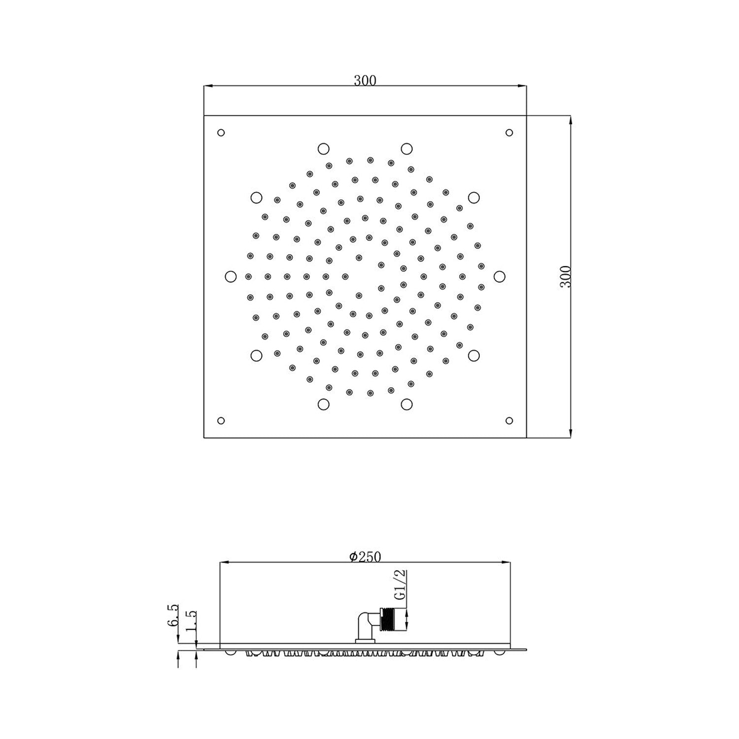  Soffione Rain 30cm in acciaio con anticalcare e getto a pioggia bianco by CeramicStore | Lo specialista del tuo bagno