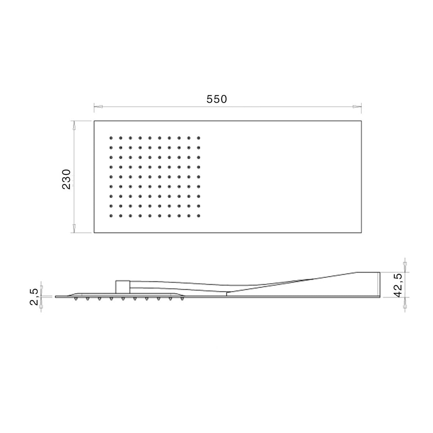  Soffione Lipsia 55x23cm monogetto nichel by CeramicStore | Lo specialista del tuo bagno