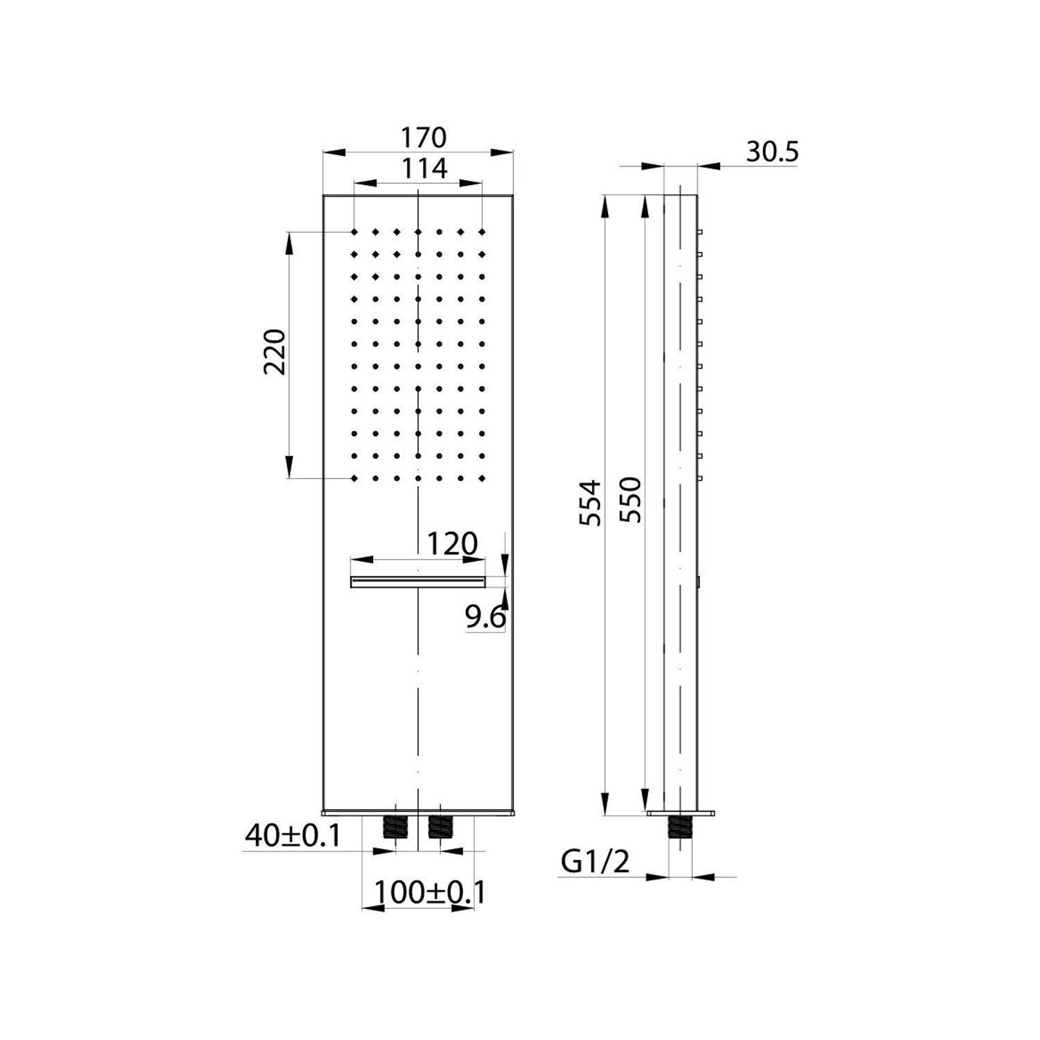  Soffione Ibiza 55x17x3cm con 2 getti by CeramicStore | Lo specialista del tuo bagno