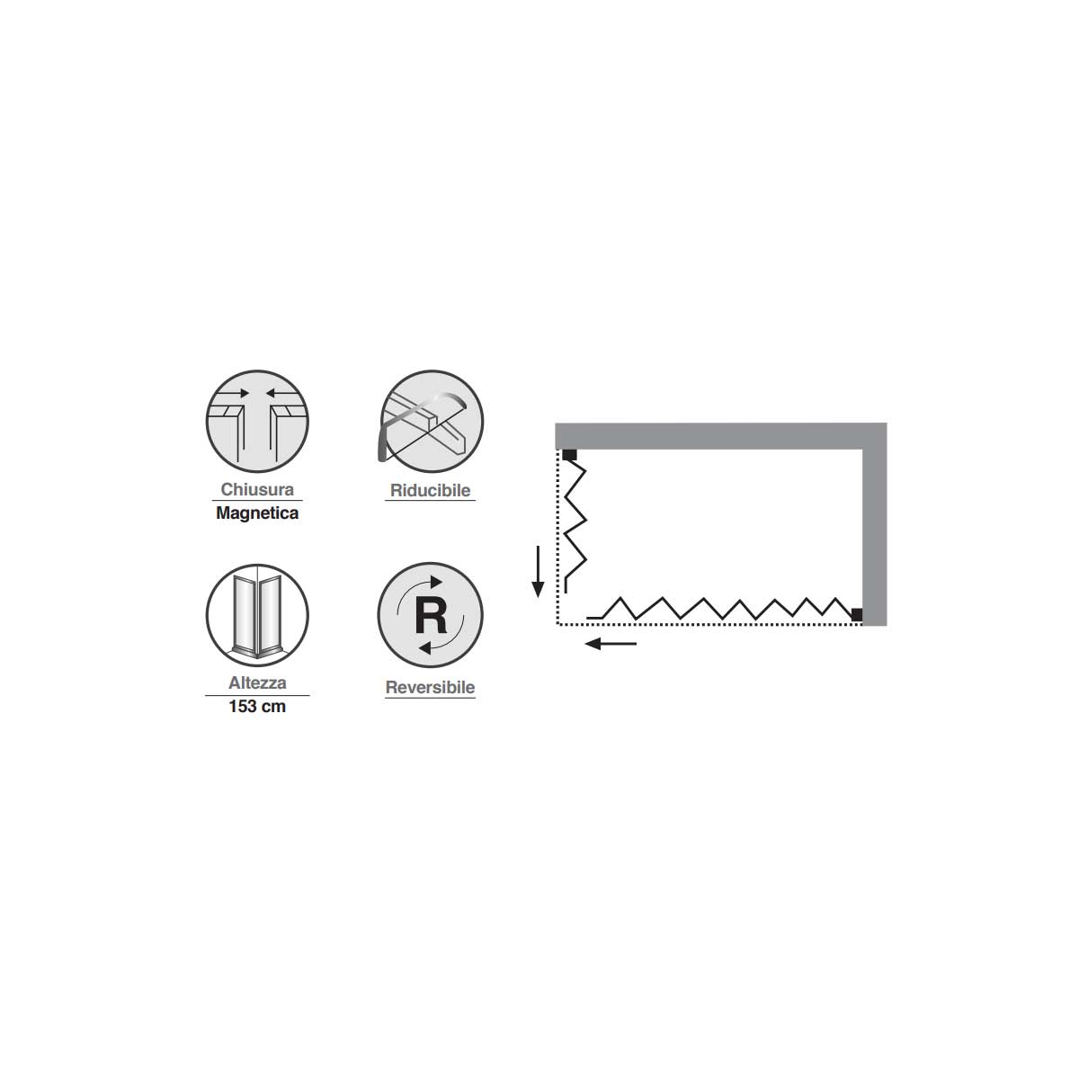  Porta doccia battente girevole cm 80 in cristallo anticalcare trasparente 6 mm e telaio in alluminio collezione Keplero by CeramicStore | Lo specialista del tuo bagno