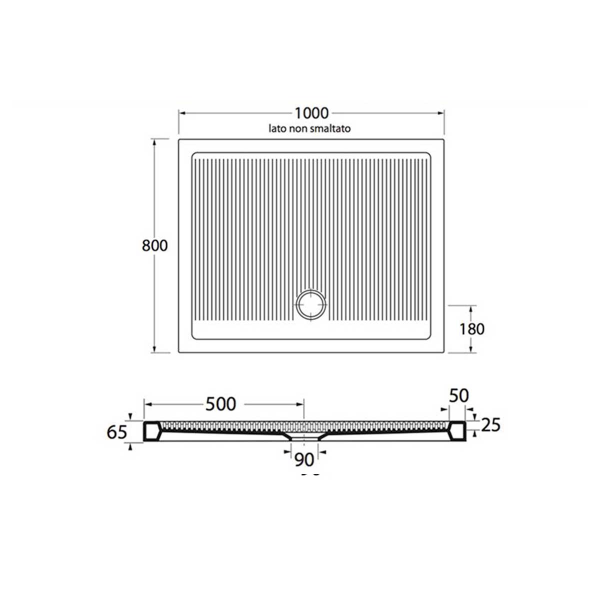  Piatto Doccia in ceramica rettangolare 80X100 Francy alto 6