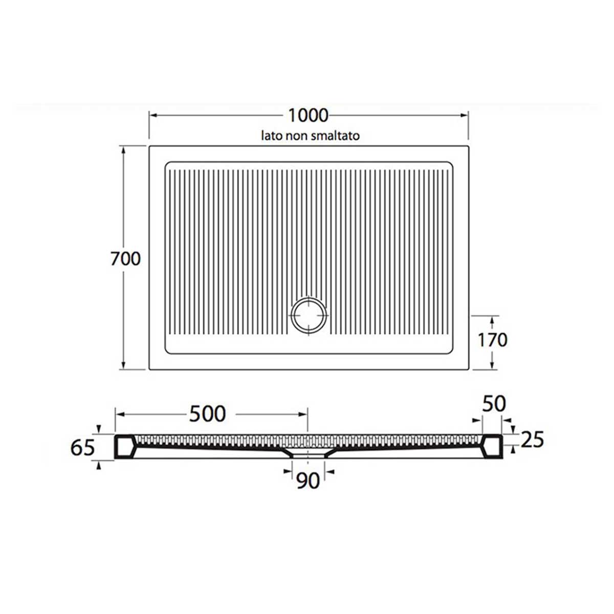  Piatto Doccia in ceramica rettangolare 70X100 Francy alto 6