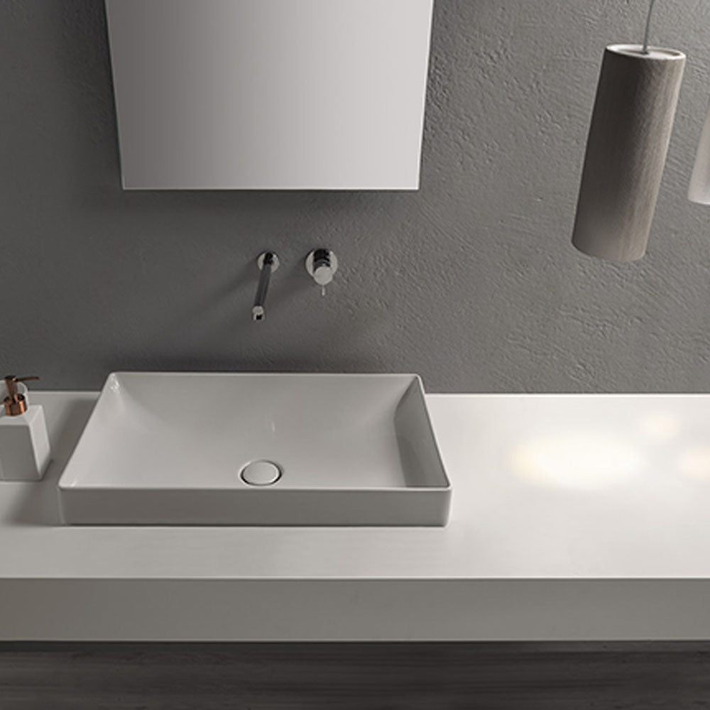 Lavabo ad incasso T-Edge ceramica bianca lucida 61x37 peso 12 kg by CeramicStore | Lo specialista del tuo bagno