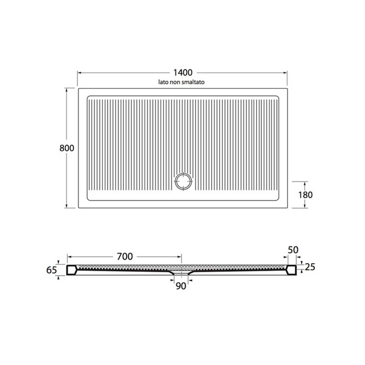  Piatto Doccia in ceramica rettangolare 80X140 Francy alto 6
