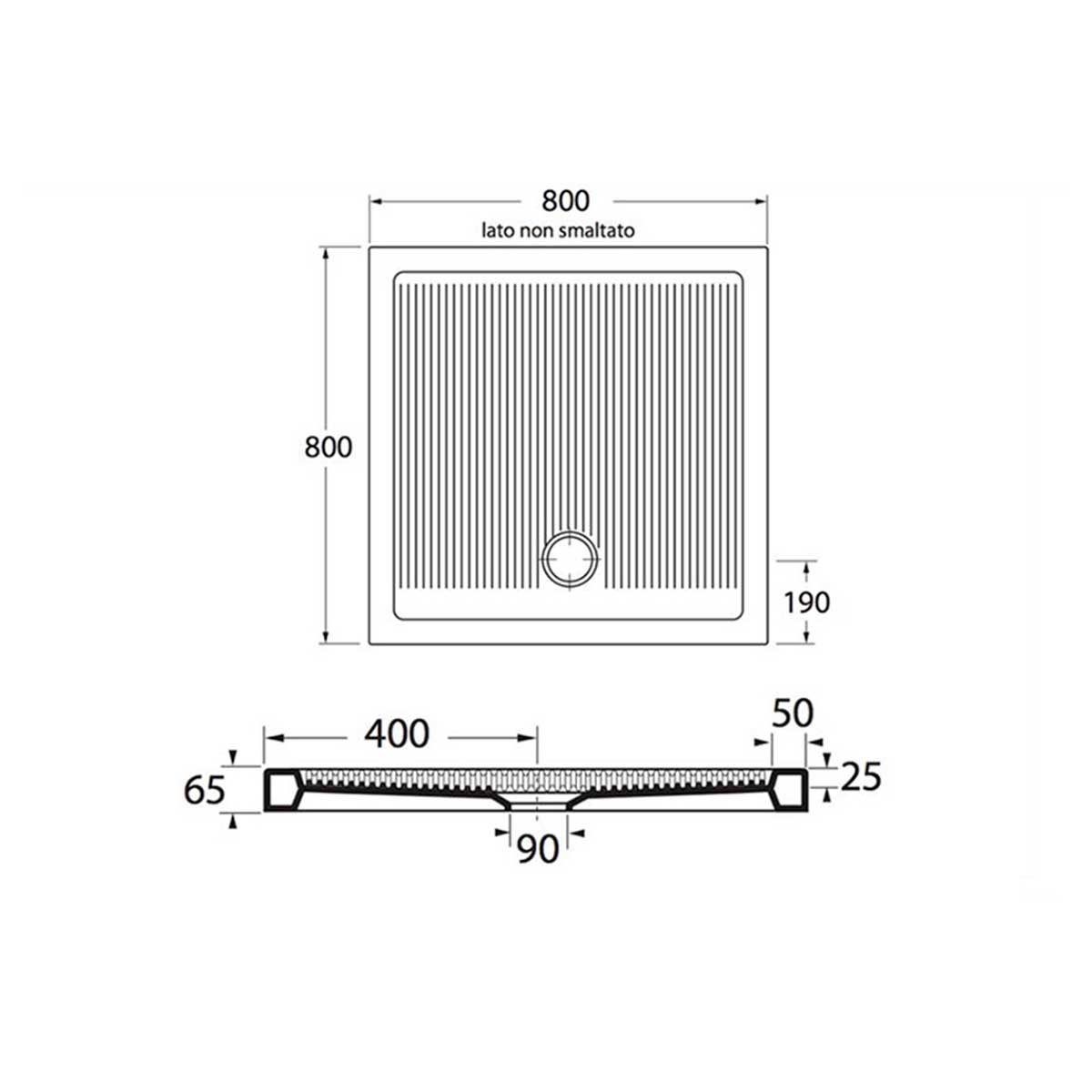  Piatto Doccia in ceramica quadrato 80X80 Francy alto 6