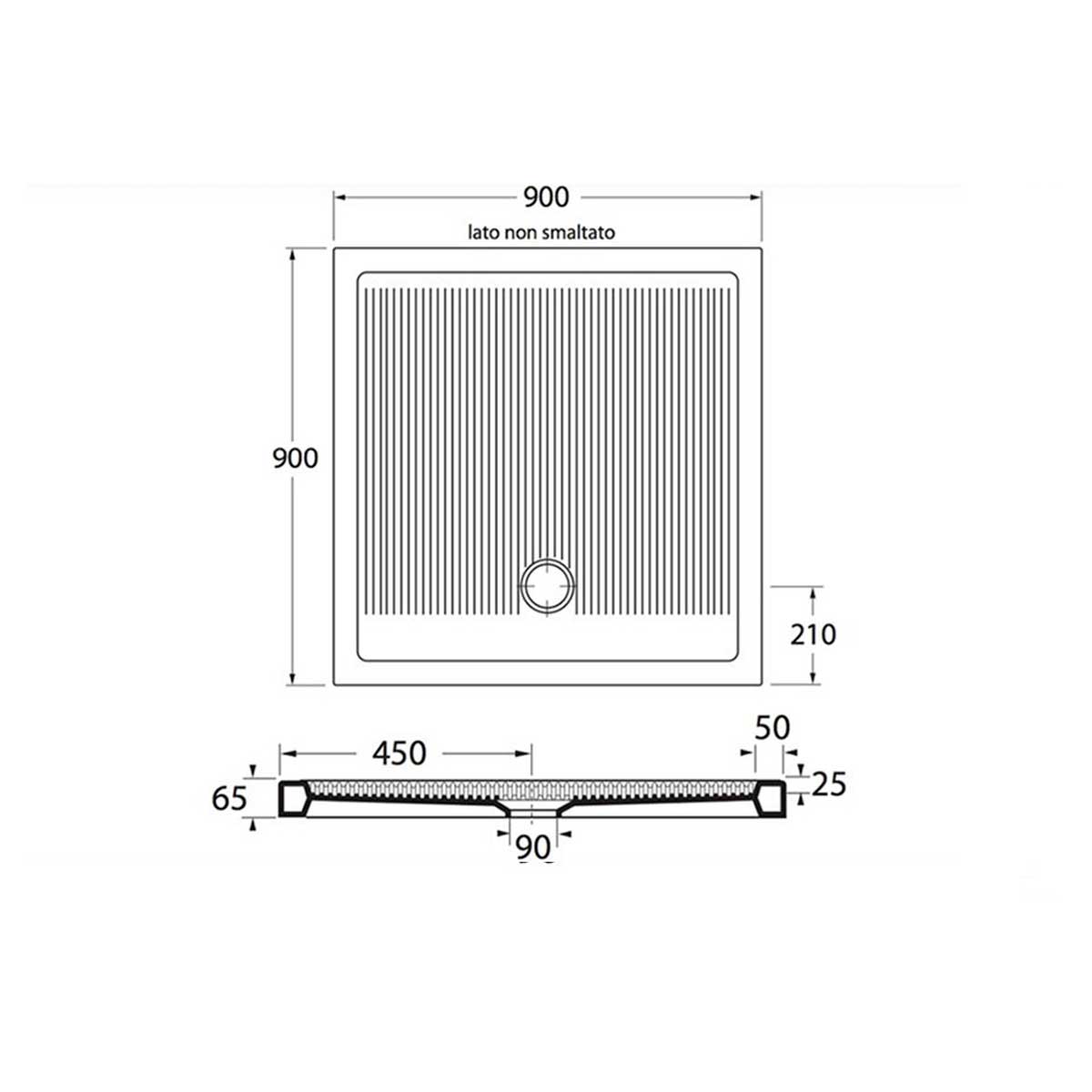  Piatto Doccia in ceramica quadrato 90X90 Francy alto 6