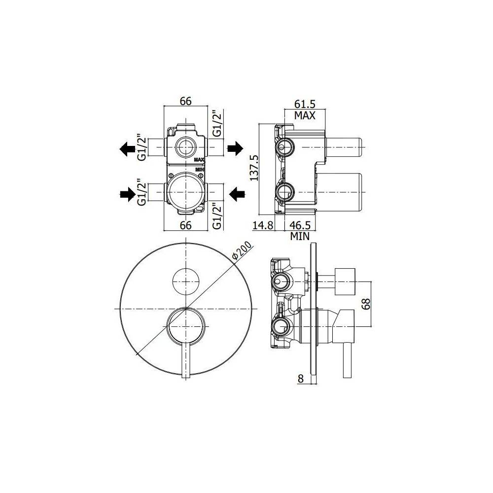  Miscelatore doccia ad incasso serie Stick modello SK018ST per 2 utenze steel looking Paffoni by CeramicStore | Lo specialista del tuo bagno