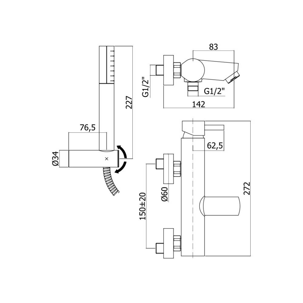  Miscelatore vasca serie Stick modello SK023ST con doccia duplex steel looking Paffoni by CeramicStore | Lo specialista del tuo bagno