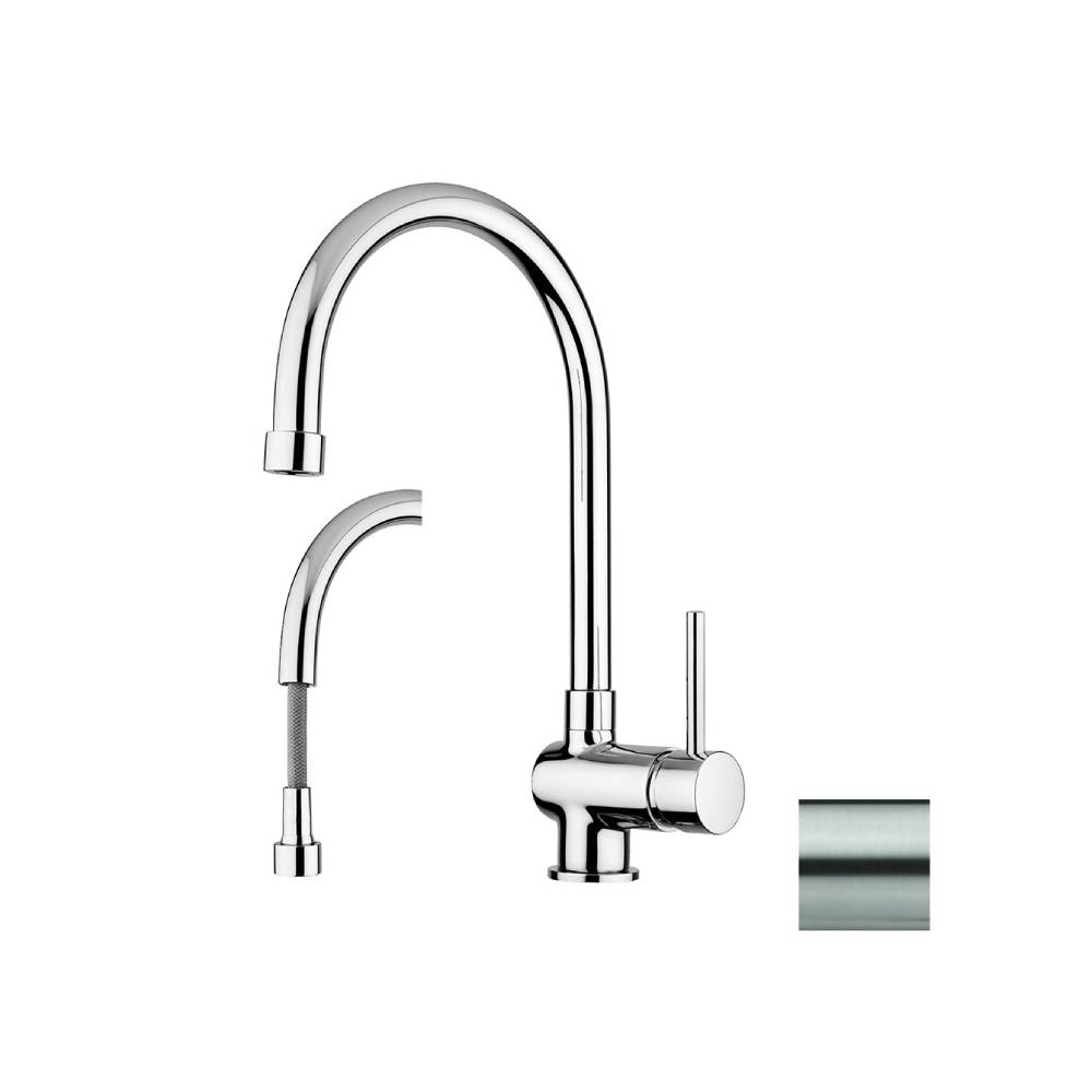 Miscelatore cucina con doccetta serie Stick modello SK185ST steel looking Paffoni by CeramicStore | Lo specialista del tuo bagno