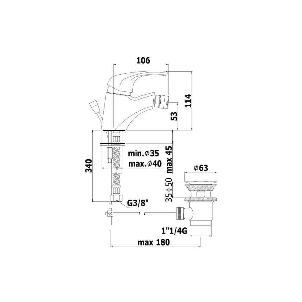  Miscelatore bidet con scarico serie Nettuno Due modello ND135CR cromo Paffoni by CeramicStore | Lo specialista del tuo bagno