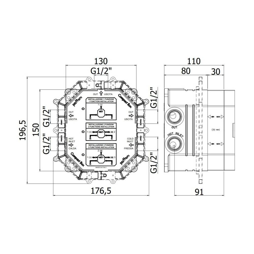  Set incasso universale per miscelatori doccia serie Compact Box modello CPBOX001 Paffoni by CeramicStore | Lo specialista del tuo bagno