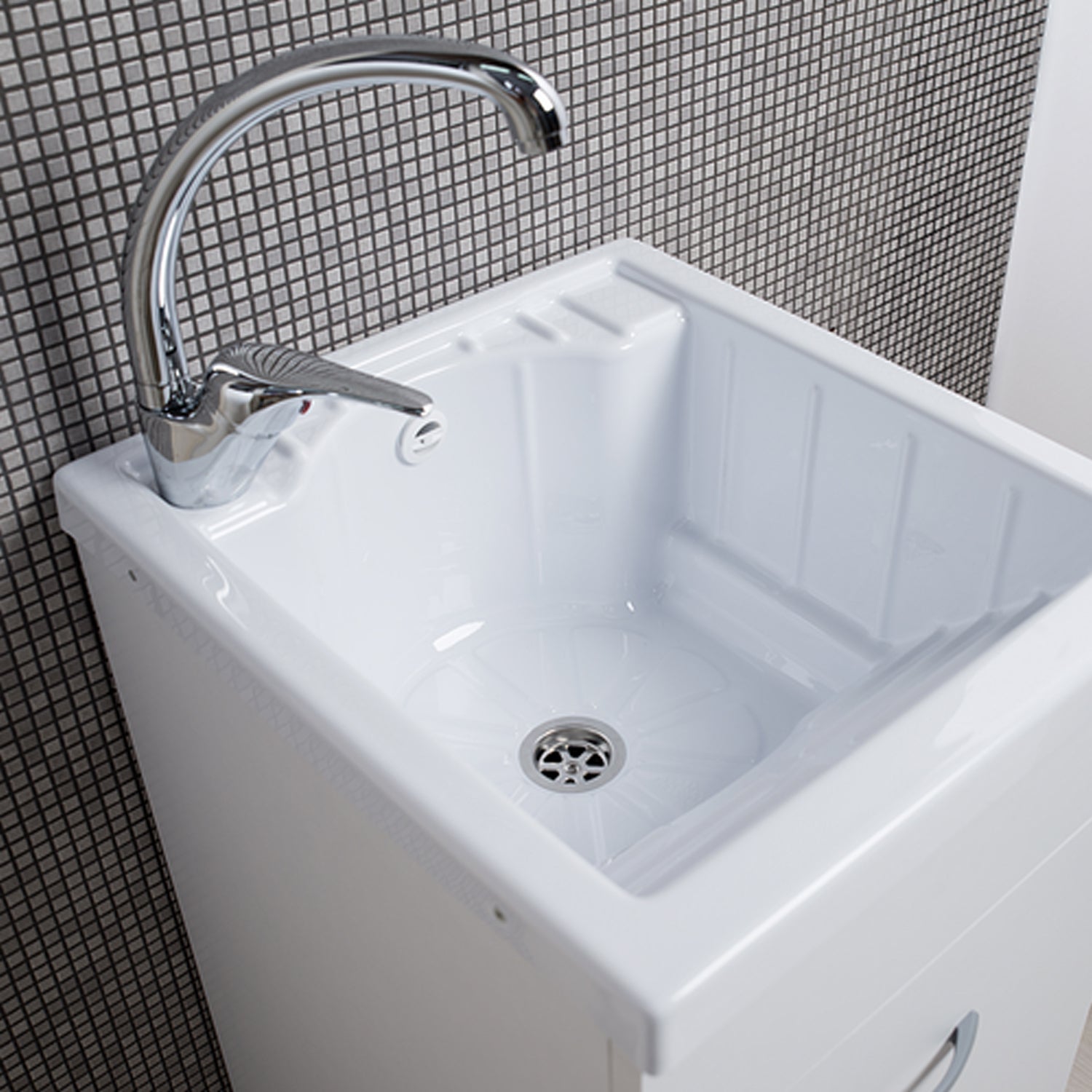 Lavatoio in nobilitato con vasca in ABS BathCore 60x50 cm - Bianco 5