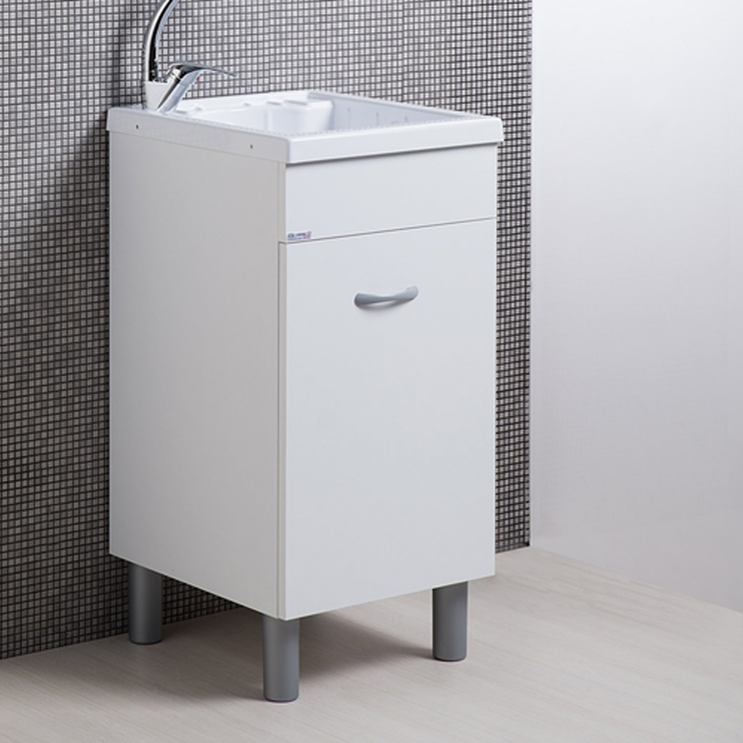 Lavatoio in nobilitato con vasca in ABS BathCore 60x60 cm - Bianco 4