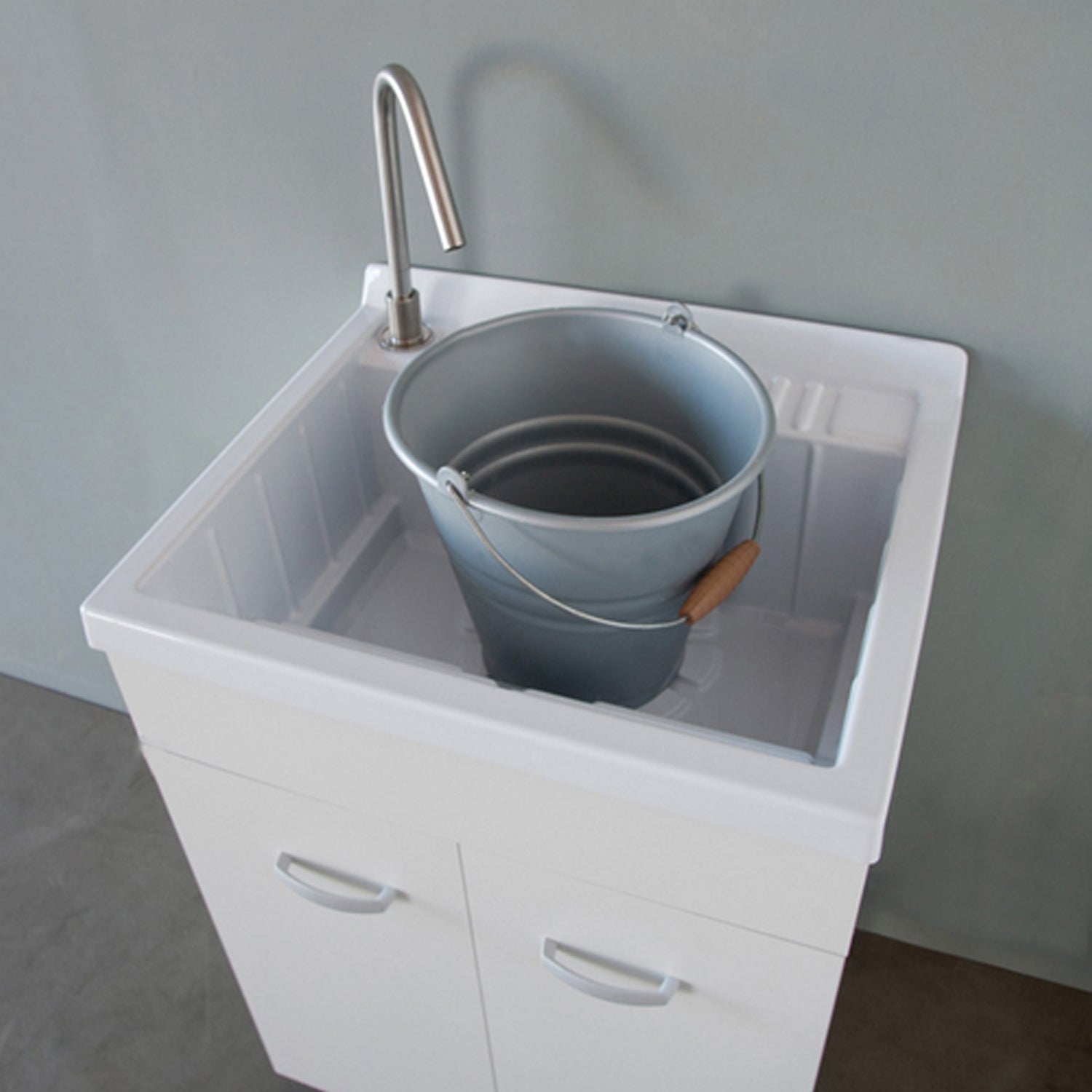 Lavatoio in nobilitato con vasca in ABS BathCore 60x60 cm - Bianco 3