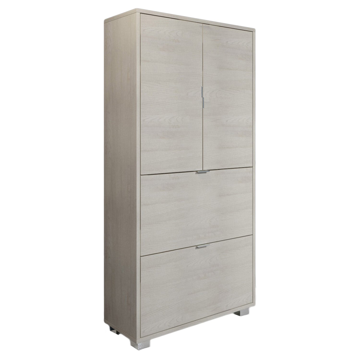 Armadio scarpiera multiuso Cubi&Co con 2 ribalte e 2 ante in nobilitato 76x155x30 cm - Olmo Bianco