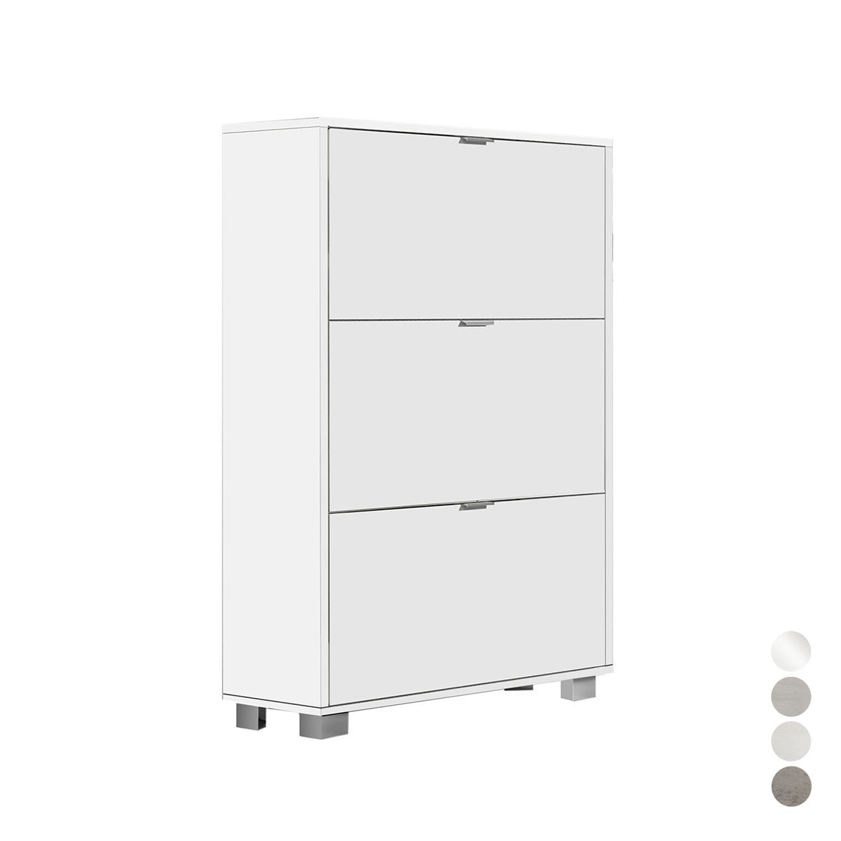 Scarpiera con 3 ribalte in nobilitato Cubi&Co 76x118x30 cm - Bianco lucido