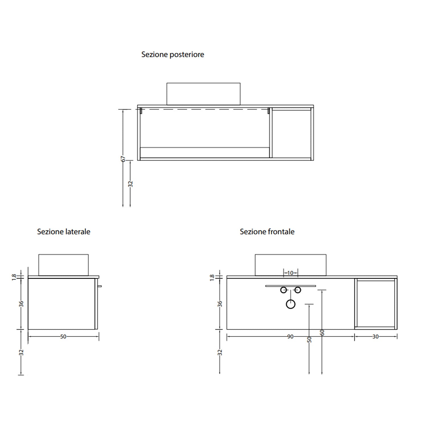 Base mobile bagno L. 120 cm Cubi&Co - Antracite/Noce 3
