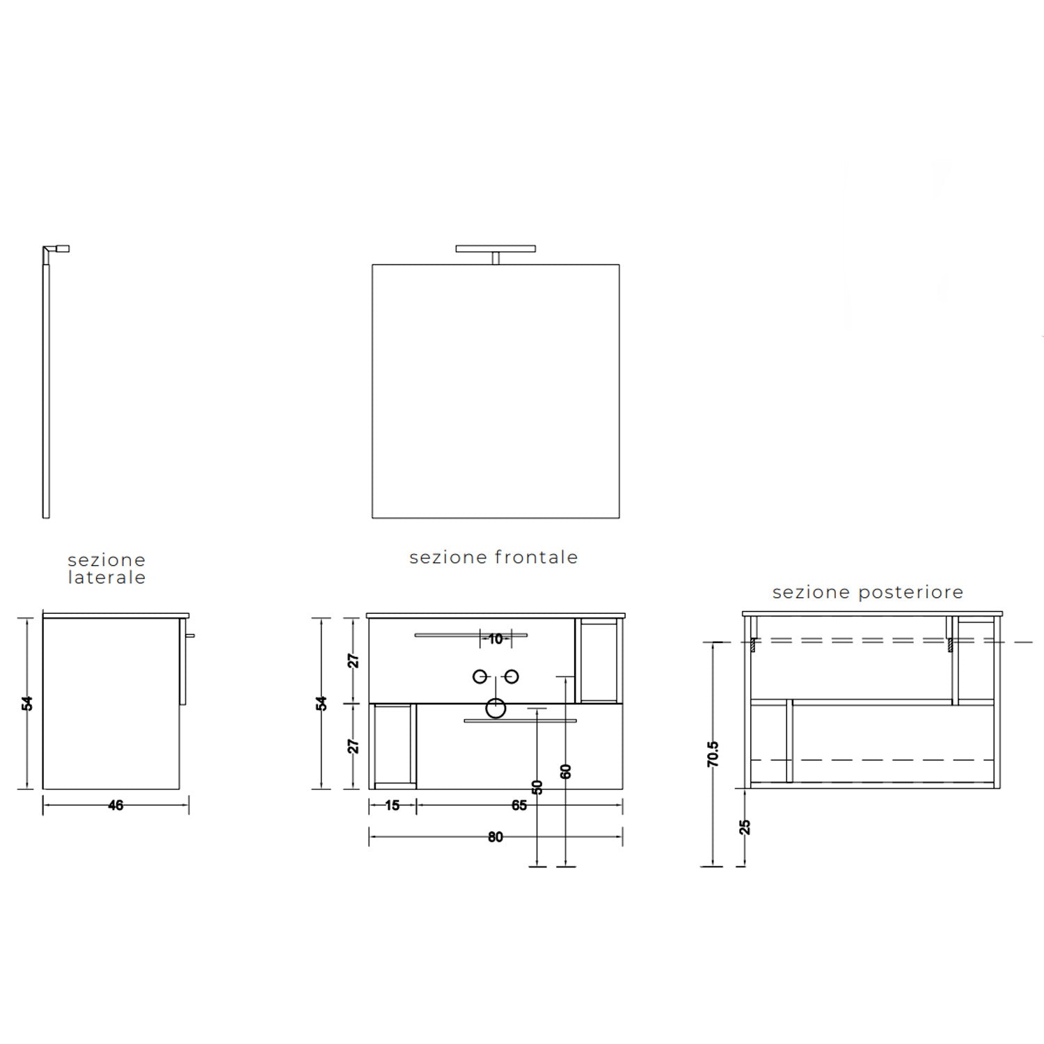 Mobile bagno sospeso L. 80 cm Cubi&Co - Antracite/Noce 2