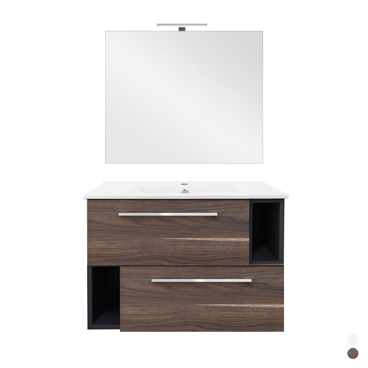 Mobile bagno sospeso L. 80 cm Cubi&Co - Antracite/Noce