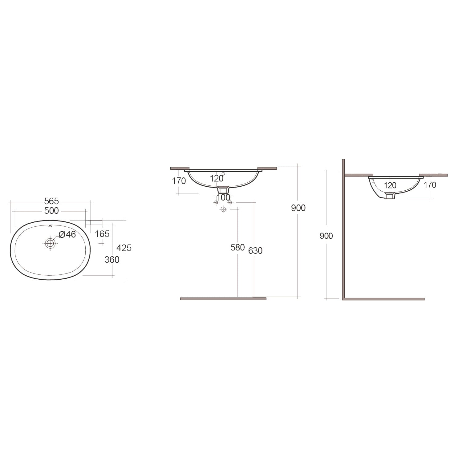 Lavabo sottopiano ovale Variant 55x41 cm RAK - Bianco 2