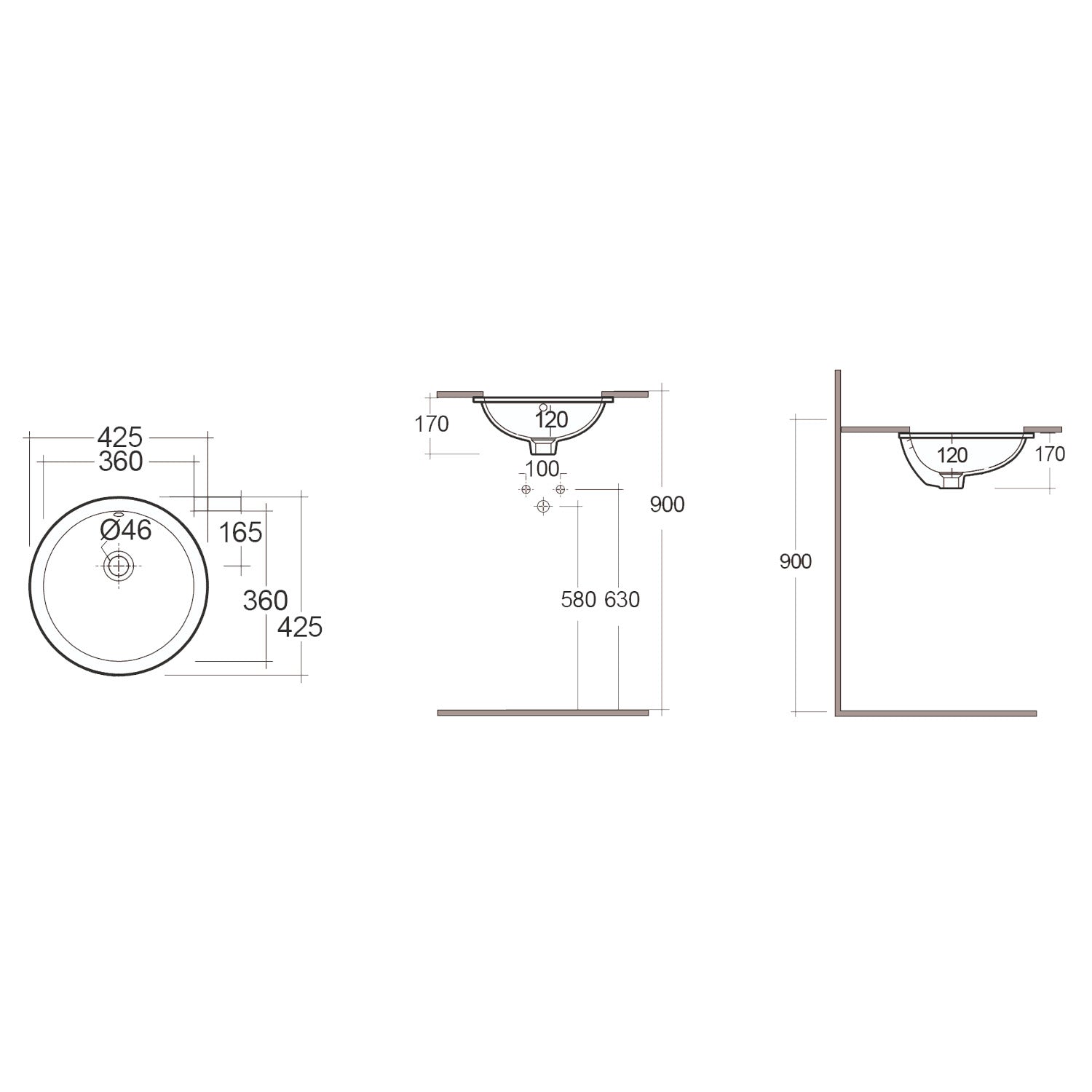 Lavabo sottopiano tondo Variant ø 41 cm RAK - Bianco 2
