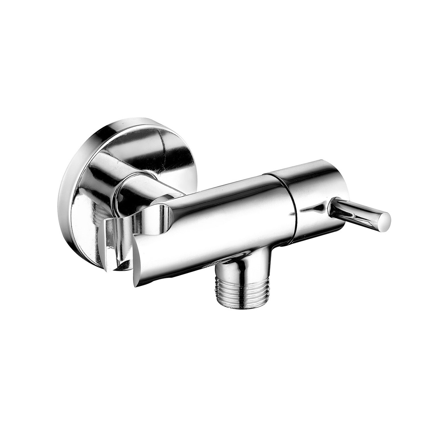 Presa acqua tonda con supporto doccia e arresto RubiFlux - Cromo