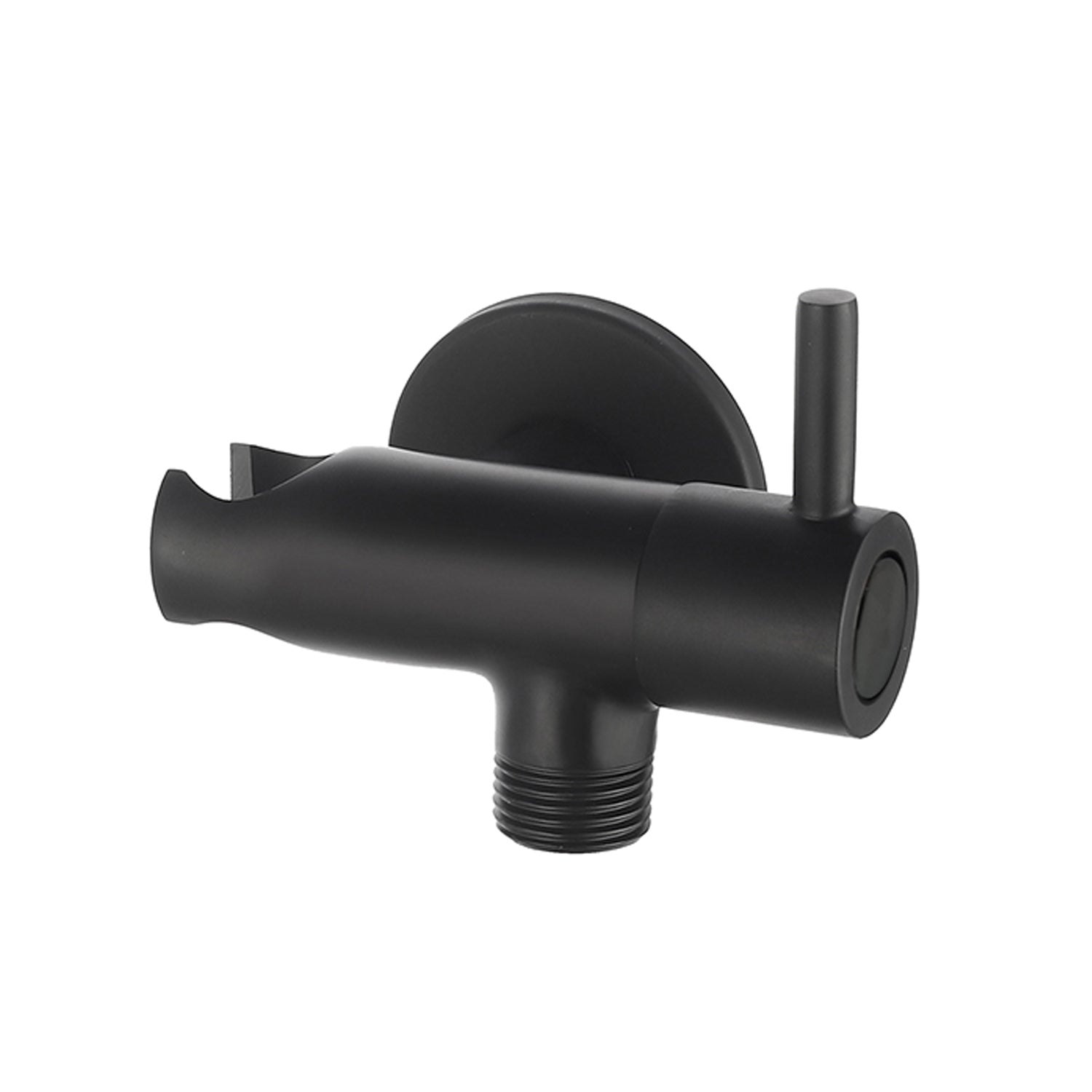 Presa acqua tonda con supporto doccia e arresto RubiFlux - Nero Opaco