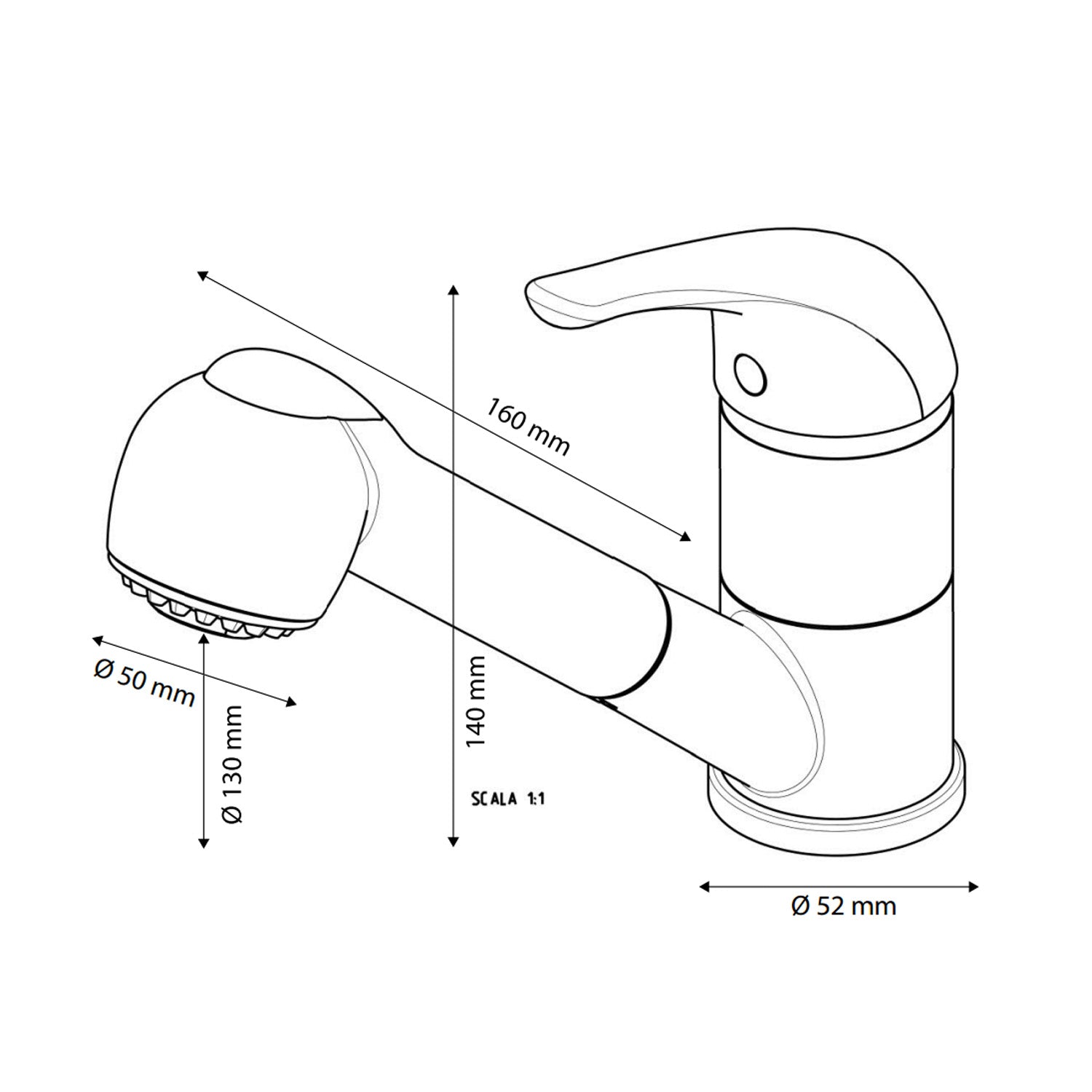 Miscelatore monocomando lavello con doccetta estraibile RubiFlux - Avena 2