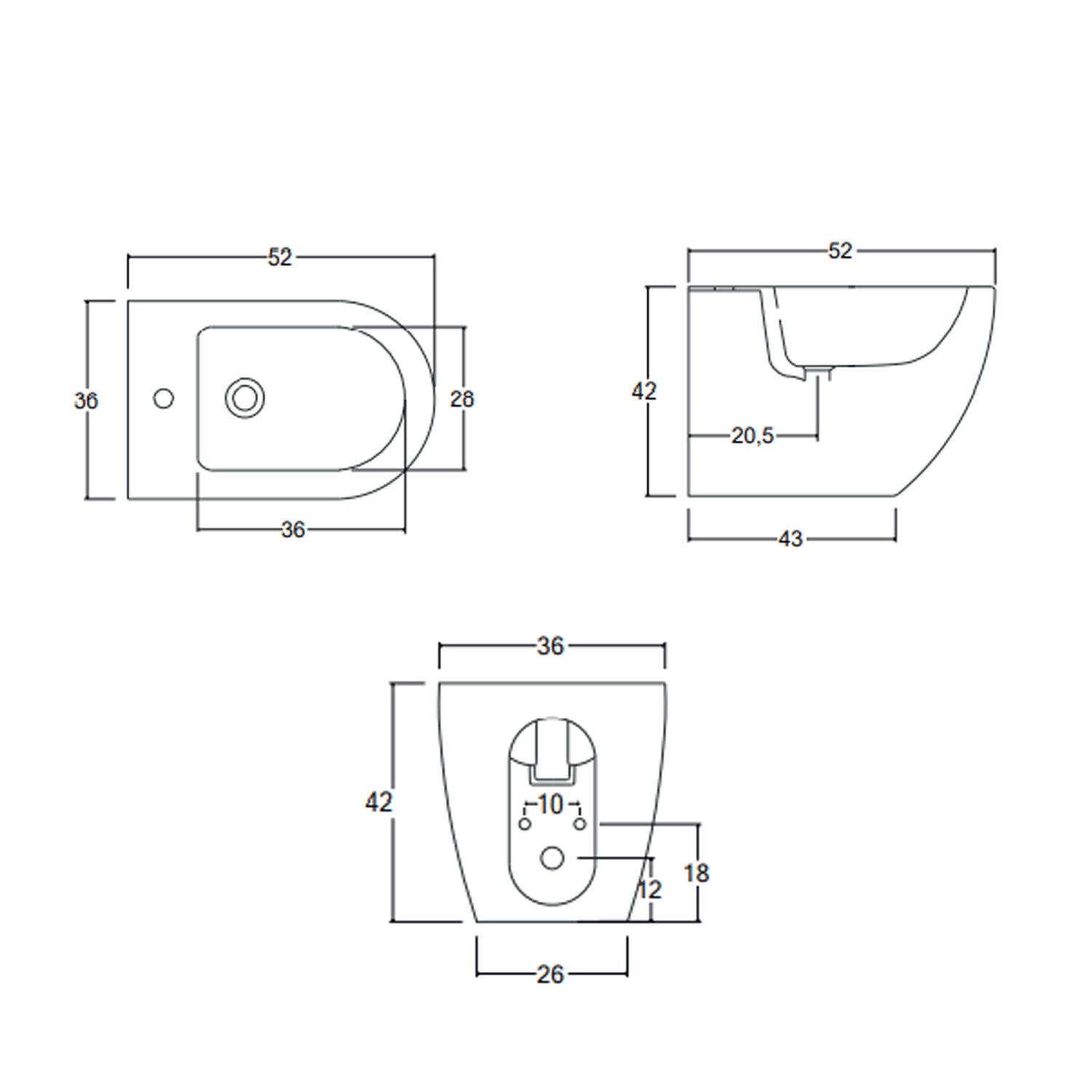 Sanitari filomuro senza brida con copriwater soft close BathCore serie Nilo - L 36 x P 52 x H 42 cm 3