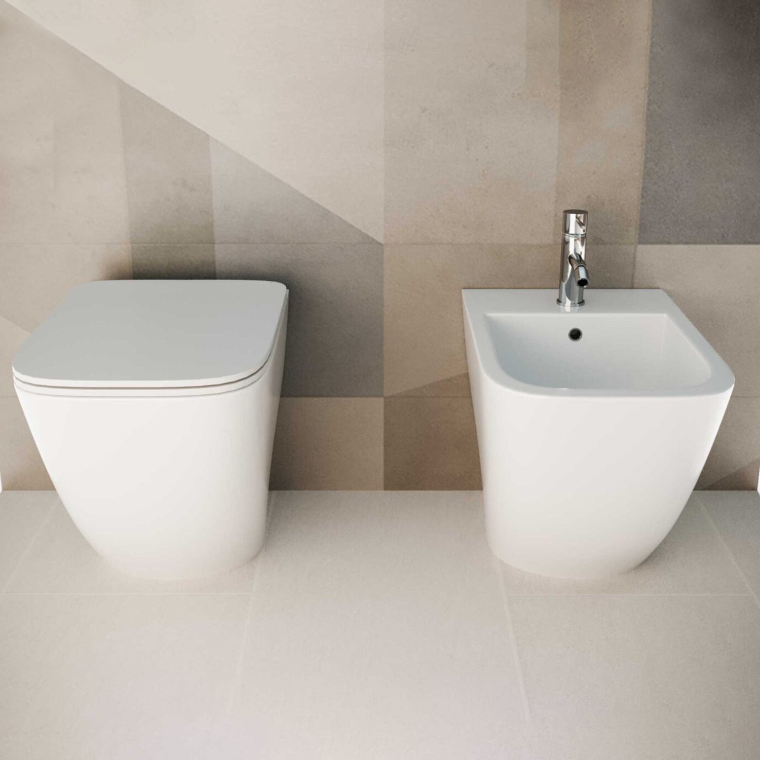Sanitari filomuro senza brida con copriwater soft close BathCore serie Nilo - L 36 x P 52 x H 42 cm 2
