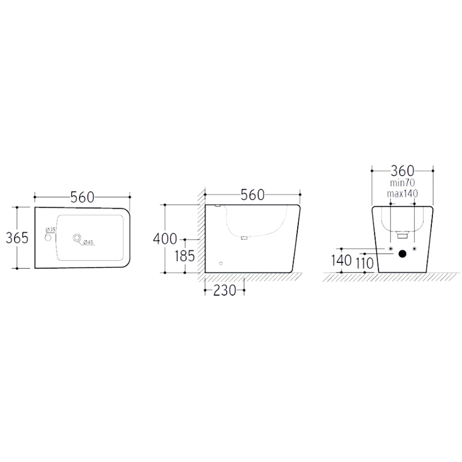 Sanitari filoparete con scarico universale e copriwater soft close modello Urban 56x36,5 cm - Bianco 5
