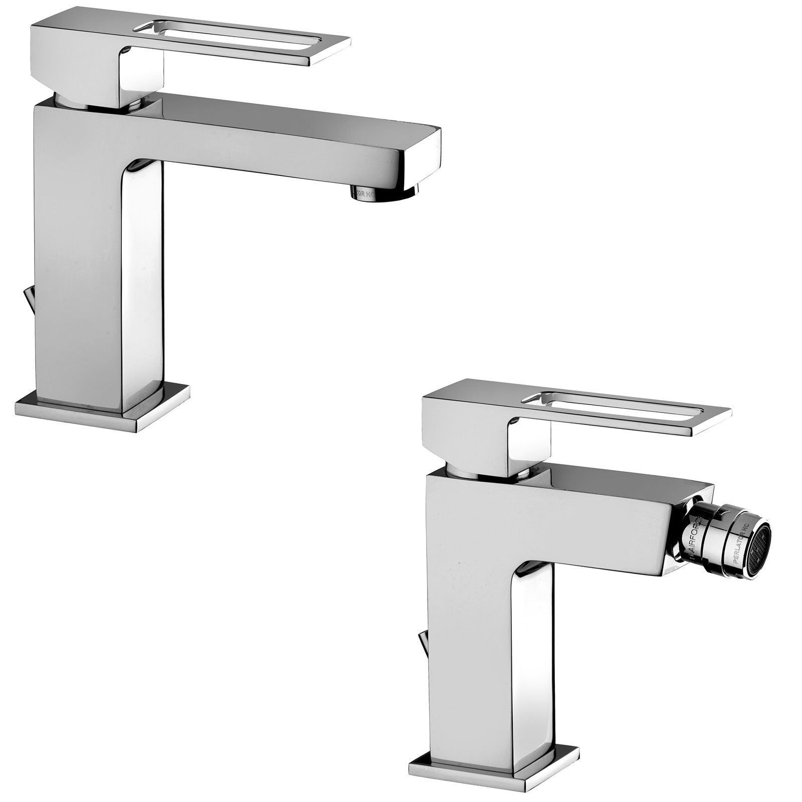 Set di miscelatori squadrati lavabo e bidet Paffoni Effe