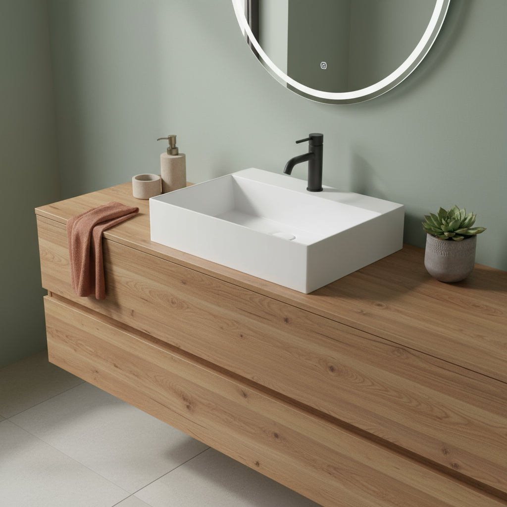 Lavabo appoggio/sospeso Azzurra serie Elegance Squared 50x45 cm - Bianco lucido