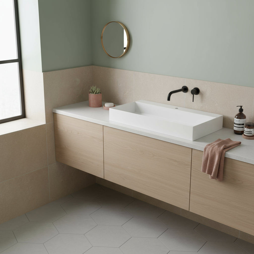 Lavabo da appoggio/sospeso squadrato Ceramica Azzurra Elegance 102x45 cm