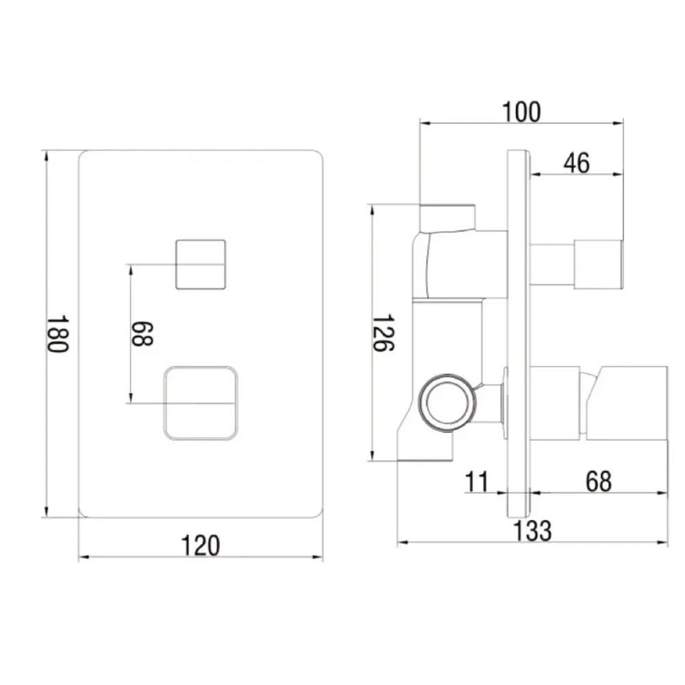 Miscelatore monocomando incasso doccia con deviatore a due vie Serie Lilium Modello Black Rubiflux - Nero Opaco 2