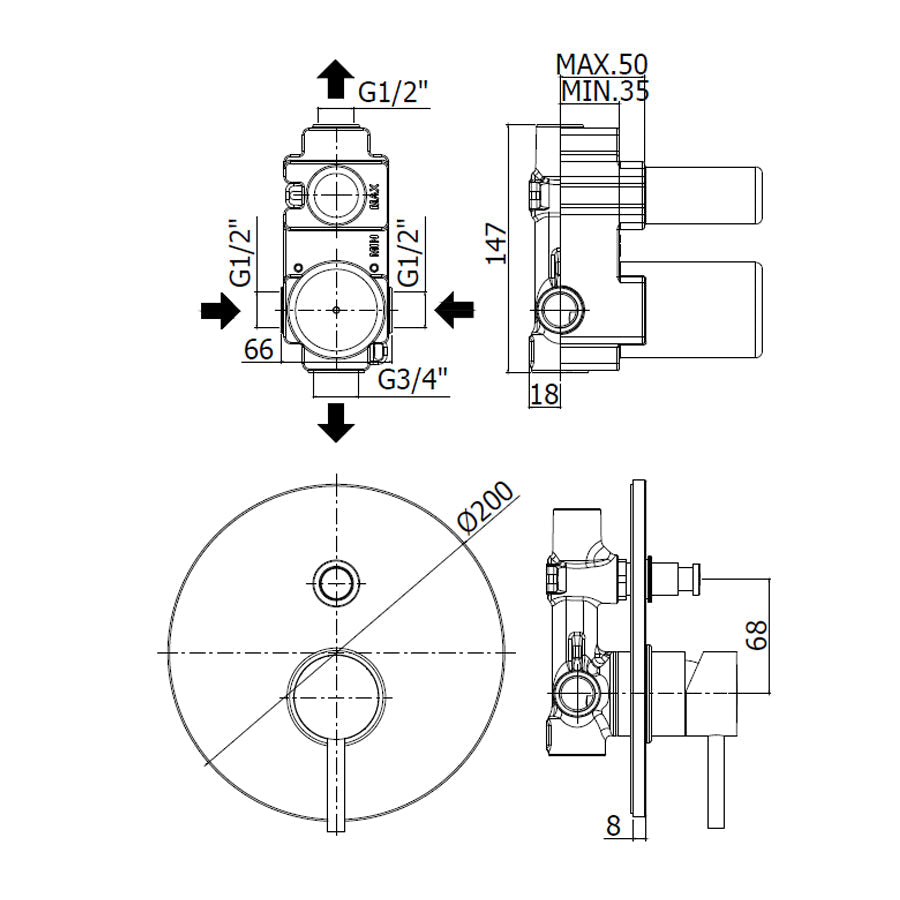  Miscelatore doccia da incasso con deviatore Paffoni Light Exclusive Edition Nero Opaco by CeramicStore | Lo specialista del tuo bagno