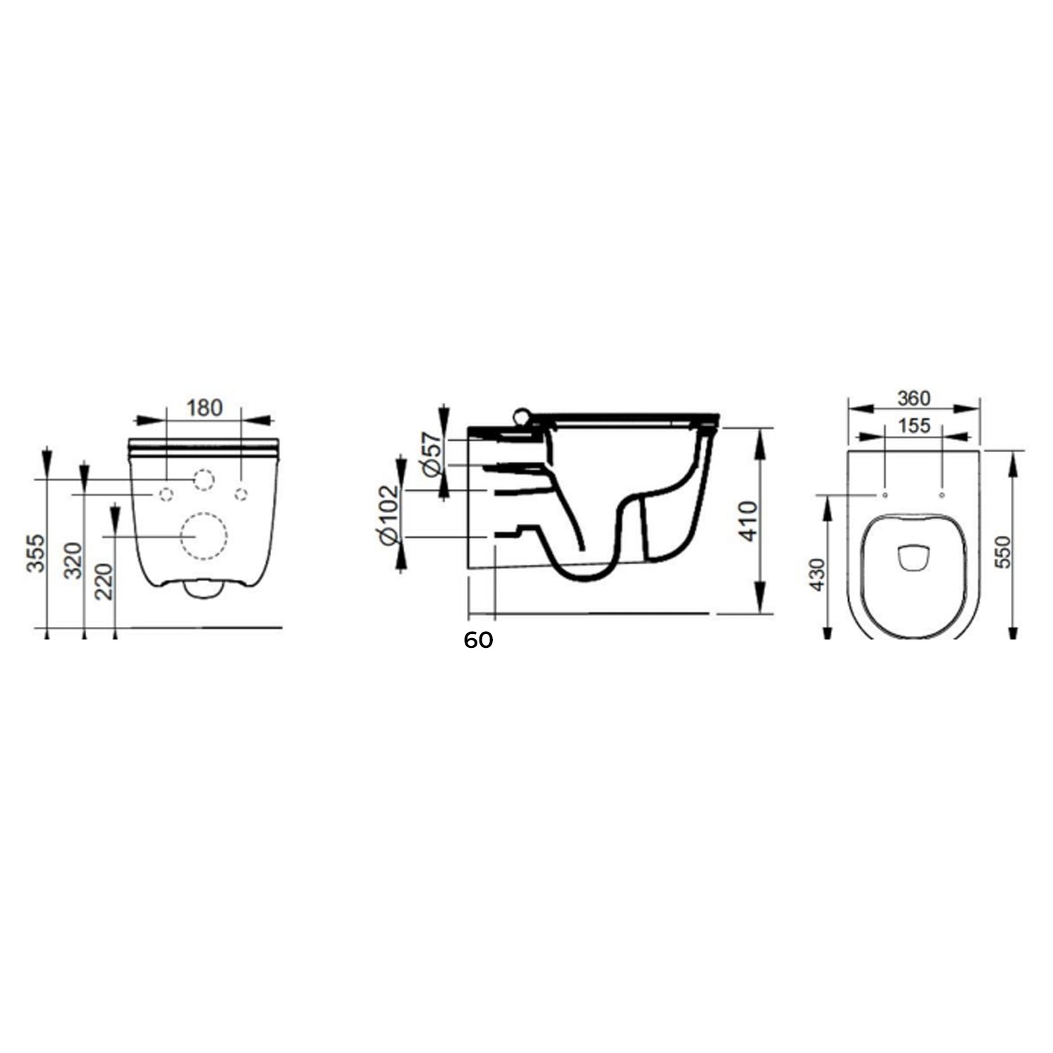 WC sospeso Ceramica Dolomite modello Mayka 55