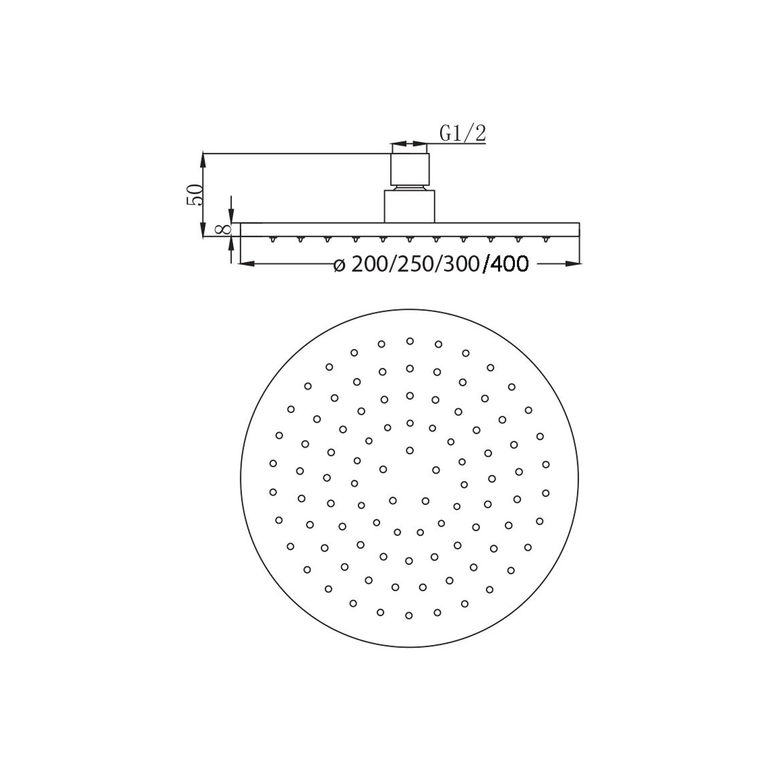  Soffione tondo Linz 200mm monogetto e ispezionabile oro by CeramicStore | Lo specialista del tuo bagno
