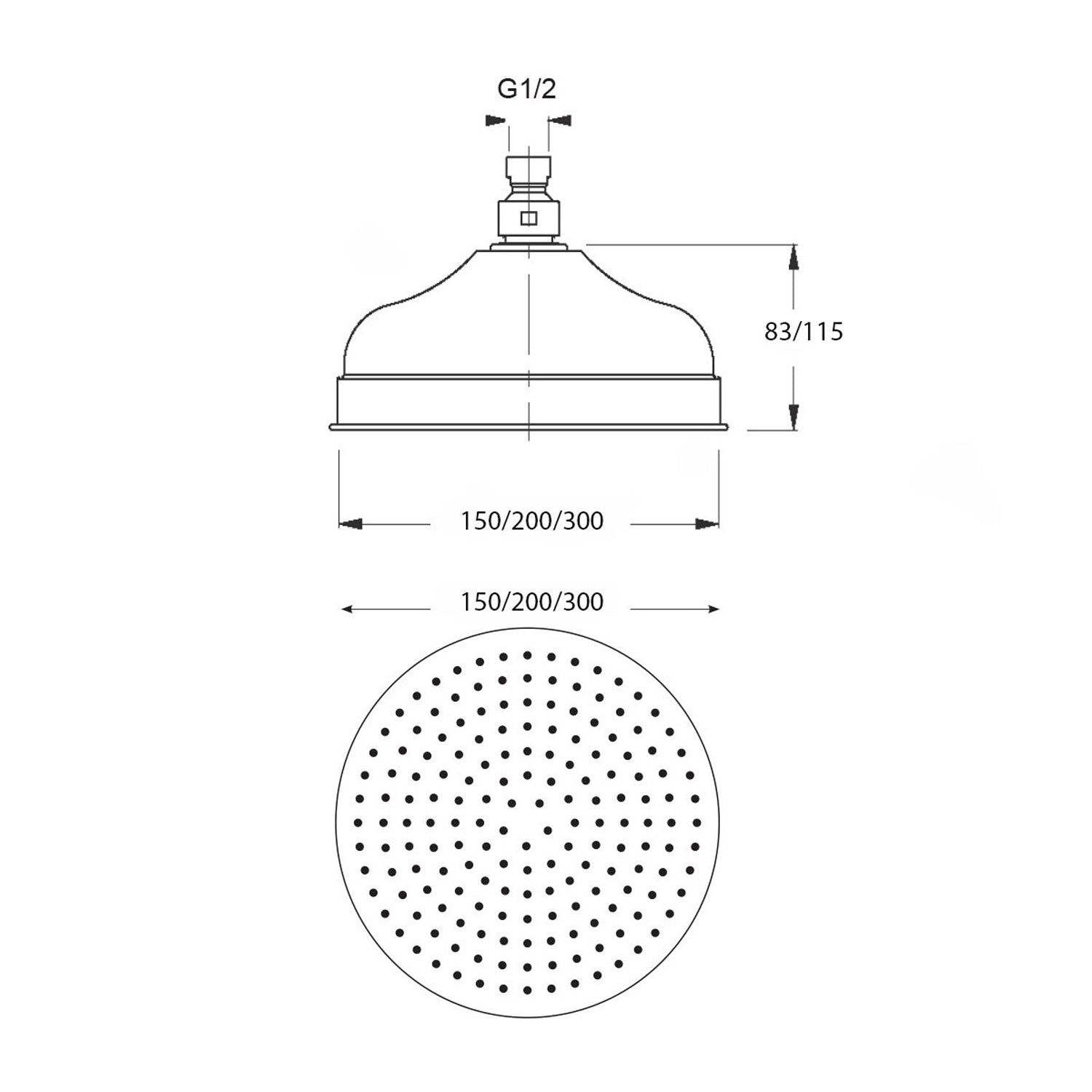  Soffione Lord AC 300mm monogetto e ispezionabile oro by CeramicStore | Lo specialista del tuo bagno
