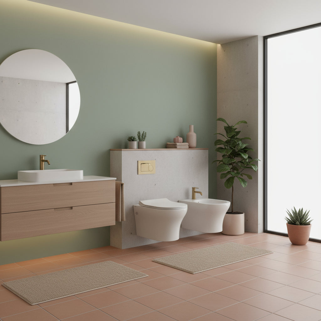 Coppia di sanitari sospesi WC bidet e coprivaso modello Liz di Althea cm 50x36