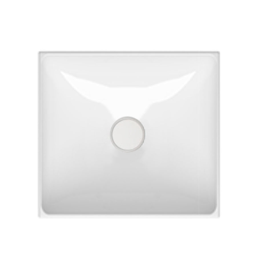  Lavabo quadrato cm 42x42x16h. Installazione da appoggio. In ceramica bianca 