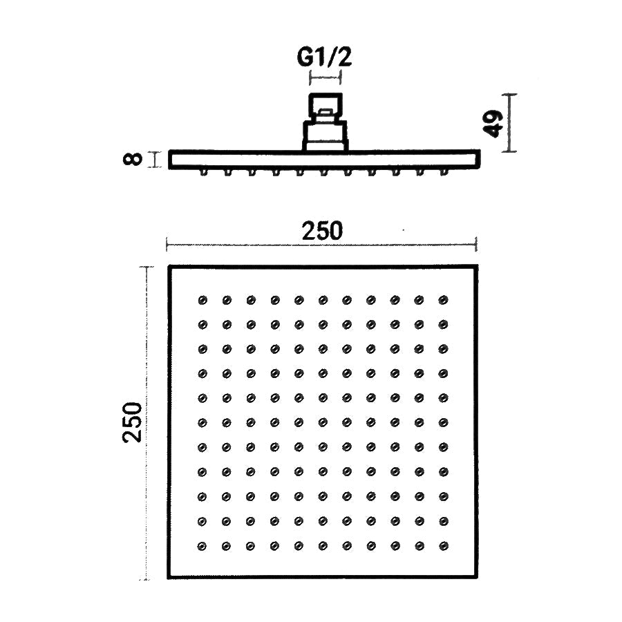  Soffione doccia quadrato 25x25 con braccio lungo 40 cm in ottone nero opaco by CeramicStore | Lo specialista del tuo bagno