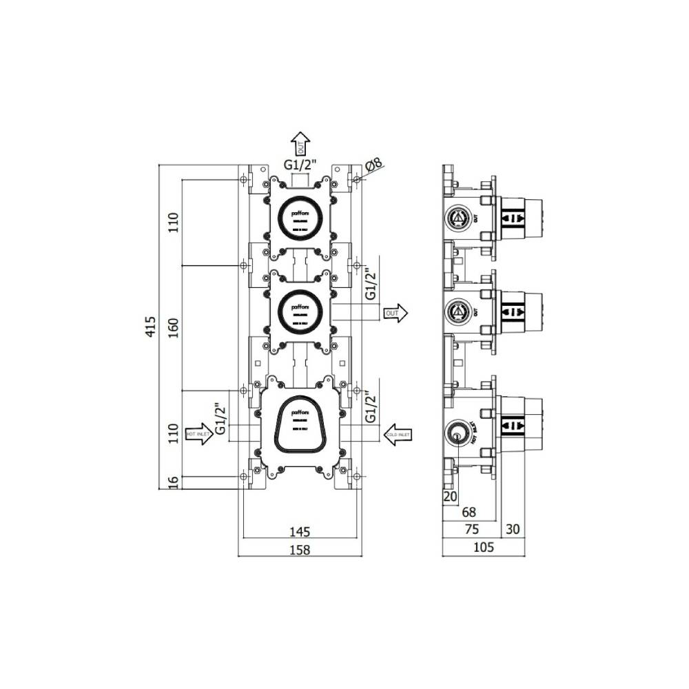  Corpo incasso per miscelatori vasca serie Modular Box modello MDBOX018 Paffoni by CeramicStore | Lo specialista del tuo bagno