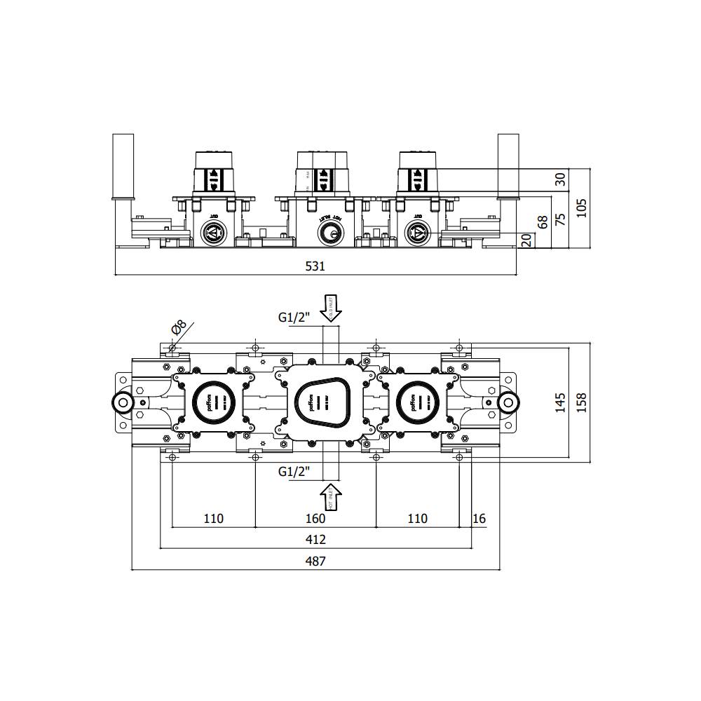  Corpo Incasso Termostatico Doccia/Vasca 2 Funzioni serie Modular Box modello Mdbox001 Paffoni by CeramicStore | Lo specialista del tuo bagno