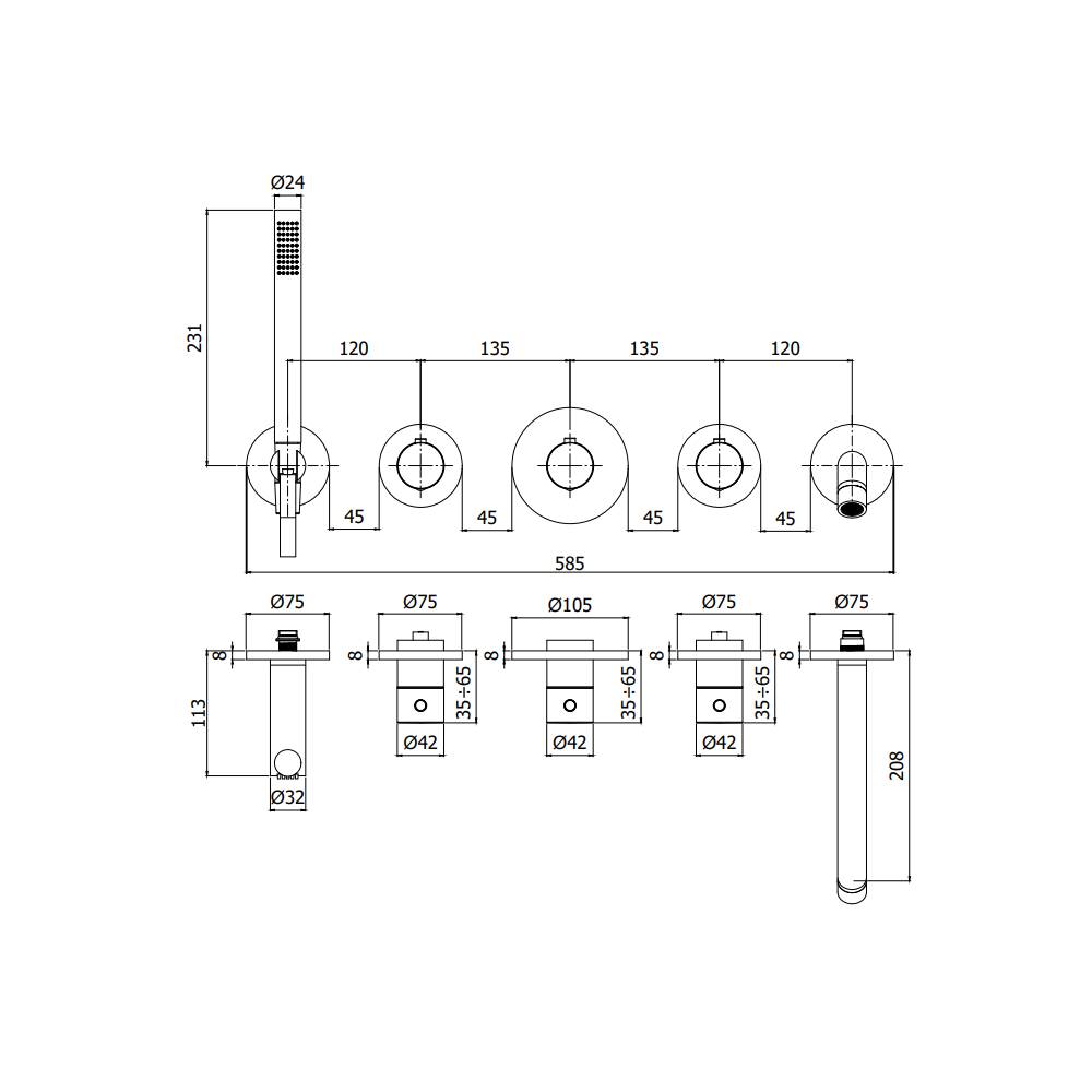  Set Esterno vasca termostatico serie Modular Box modello Mde001cr Cromo Paffoni by CeramicStore | Lo specialista del tuo bagno
