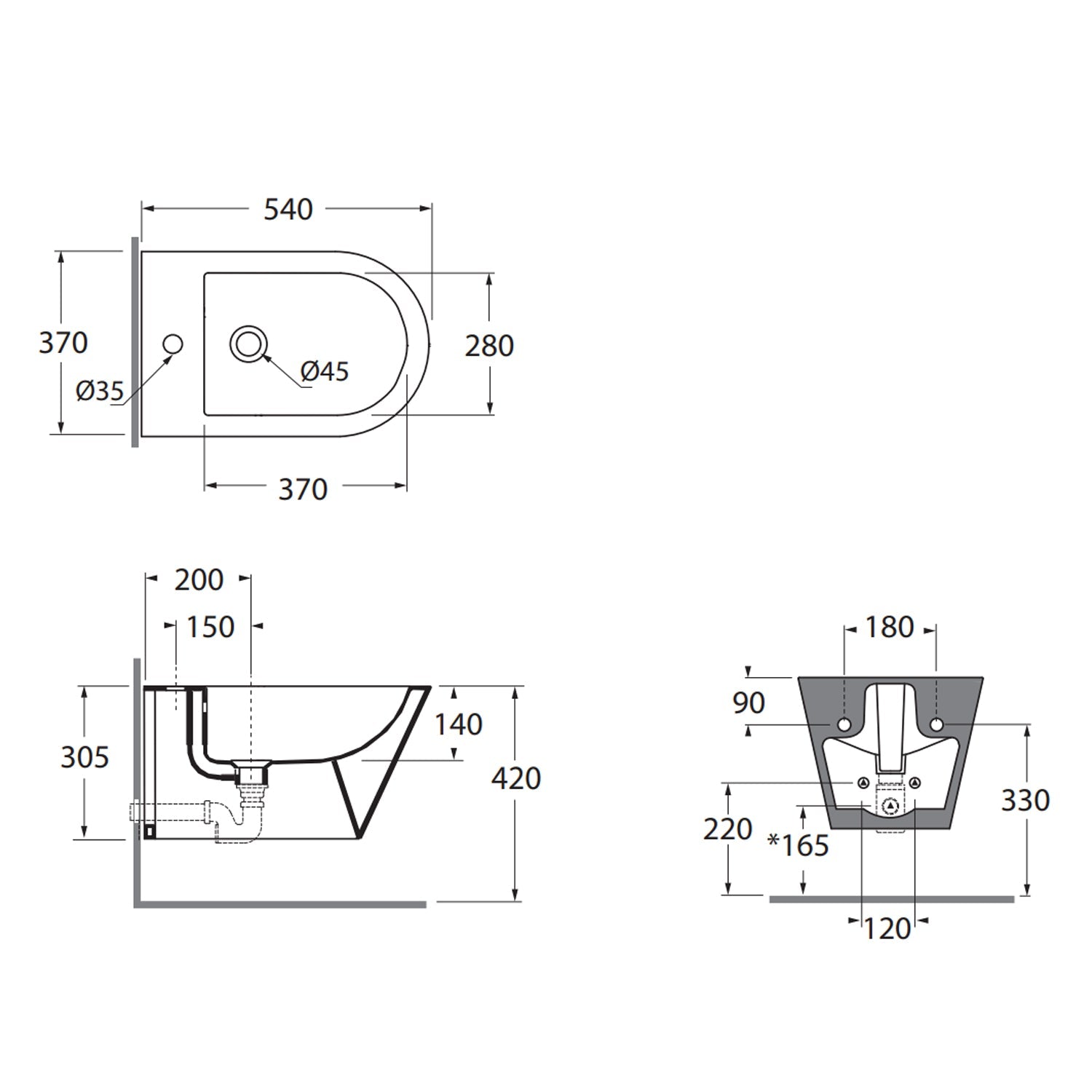  Bidet sospeso 54x37 cm Serie Forma di Azzurra Ceramica - Bianco Lucido