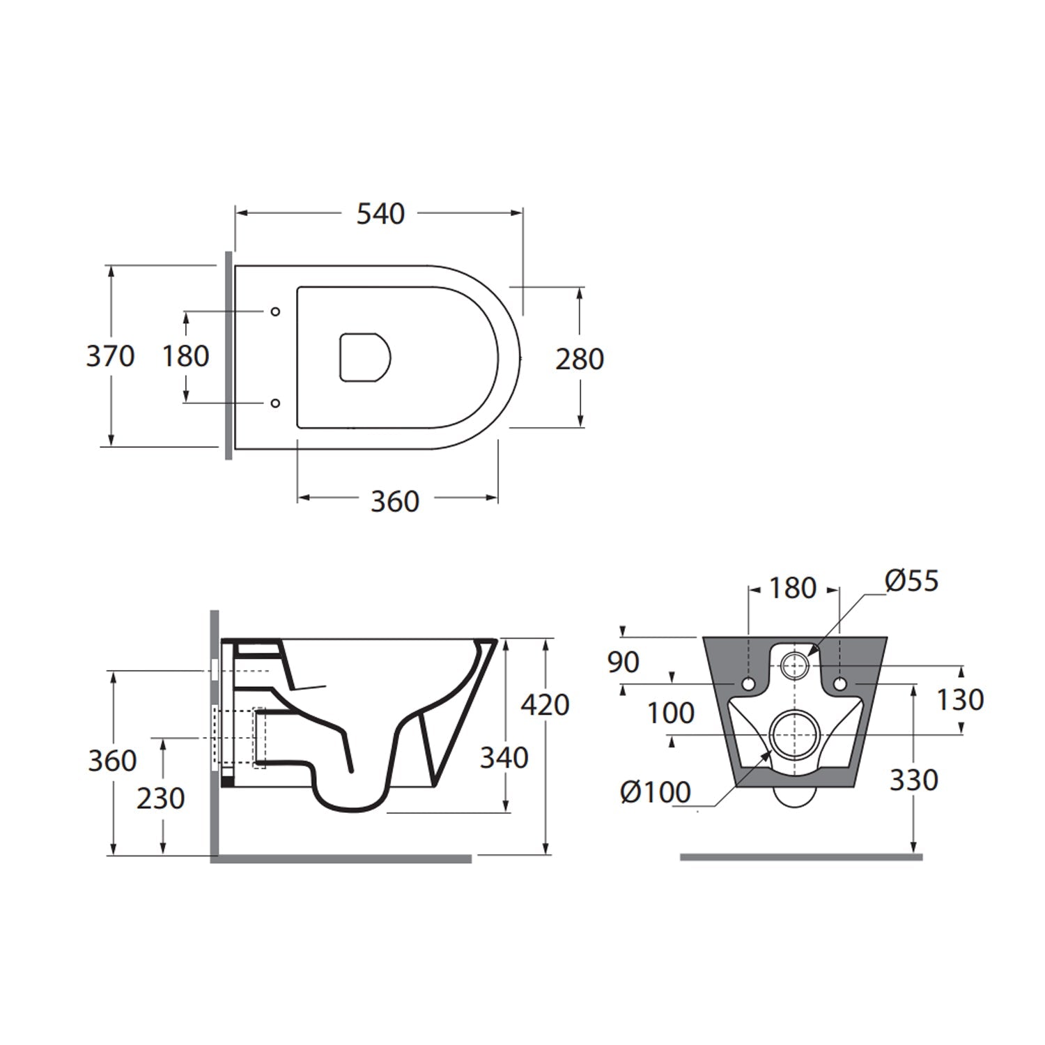  Sanitari sospesi 54x37 cm Serie Forma di Azzurra Ceramica con sedile soft close