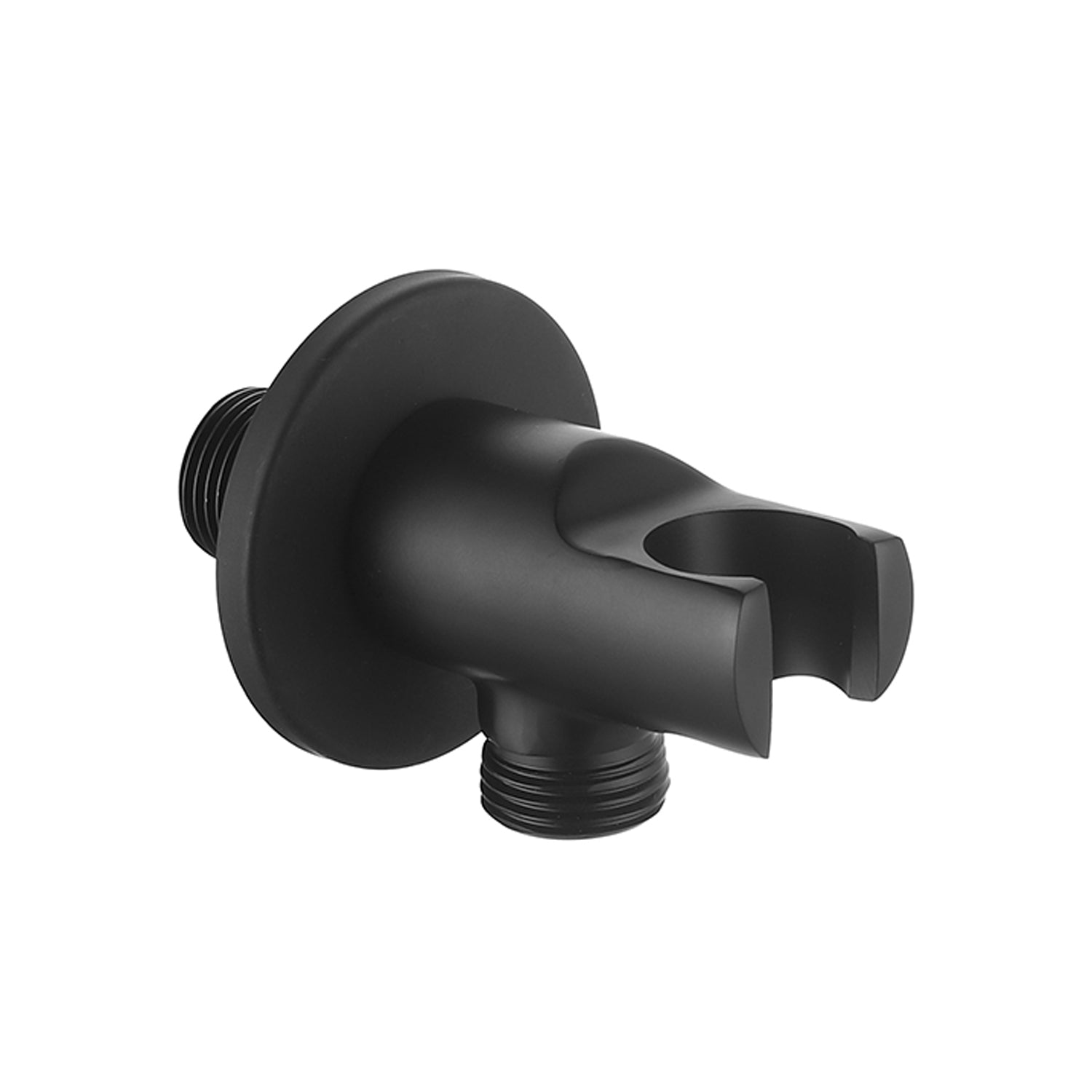 Presa acqua tonda con supporto doccetta RubiFlux - Nero Opaco